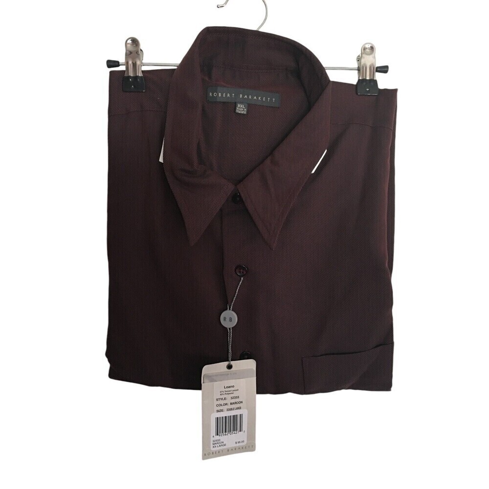 Robert Barakett Button Up Shirt Men's Size Xxl Maroon Loano
